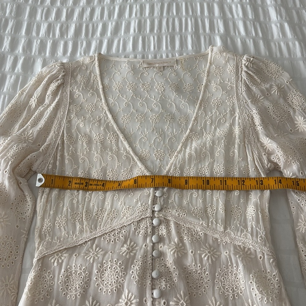 Loveshackfancy Cream Eyelet Button-Front Midi Dre… - image 5